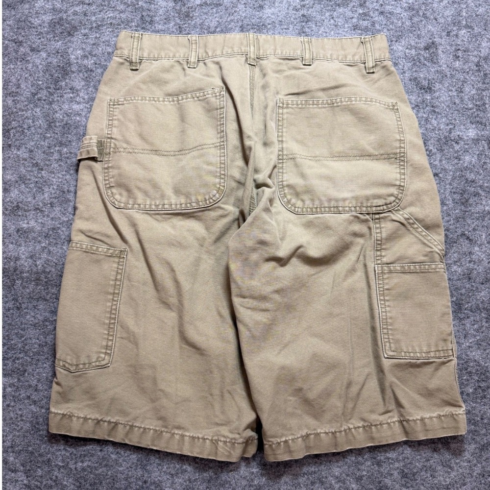 Vintage Y2K Route 66 Mens 32 Khaki Carpenter Shorts Tan Canvas Hammer Loop